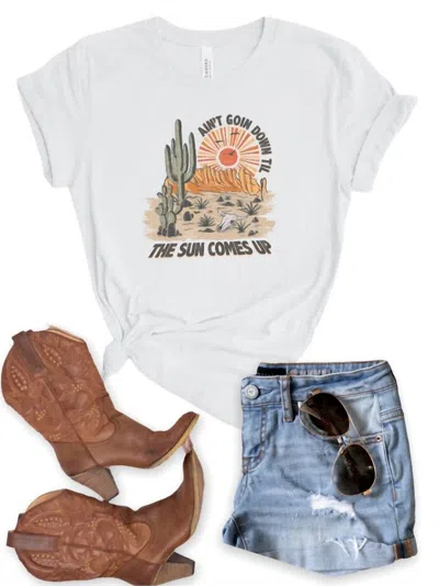 Ocean & 7th Women's Ain't Going Down Til The Sun Comes Up Graphic Top In White