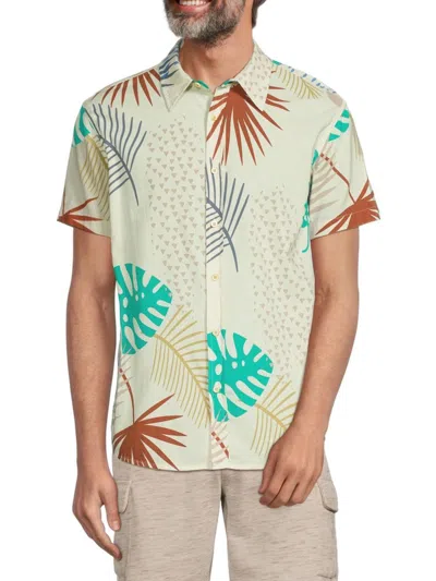 Ocean Current Men's Bristol Leaf Print Shirt In Bone