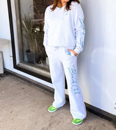 Ocean Drive Beach Club Embroidered Sweatpants In Grey