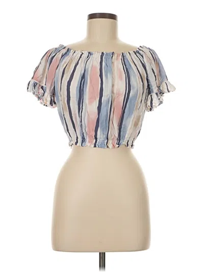 Pre-owned Ocean Drive Clothing Co. Short Sleeve Blouse In Blue