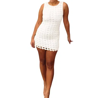 Ocean Drive Cream Puff Crochet Dress In White