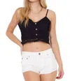 Ocean Drive Crochet Button Up Tank Top In Black In Black