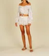 Ocean Drive Crochet Tie Dye Off Shoulder Gold Star Crop Top In Grey In White