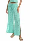 Ocean Drive Floral Eyelet Gaucho Pant In Paradise Green In Green