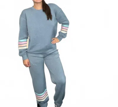 Ocean Drive Pastel Stripes Joggers In Denim In Blue