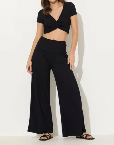 Ocean Drive Rib Knit Flare Pant In Black