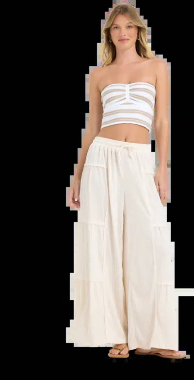 Ocean Drive Rib Knit Top In Cream/taupe In White