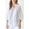 Ocean + Main Ocean+main Cotton Poplin Peasant Top In White