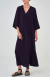 Ocean + Main Ocean+main Cupro Rouched Front Caftan In Purple