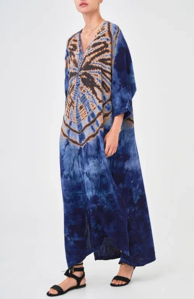 Ocean + Main Ocean+main Gauze Arc Seam Caftan In Blue