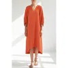 Ocean + Main Ocean+main Gauze Dress With Pockets In Orange