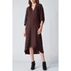 Ocean + Main Ocean+main Gauze Dress With Pockets In Brown
