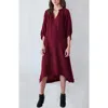 Ocean + Main Ocean+main Gauze Dress With Pockets In Burgundy
