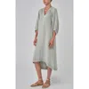 Ocean + Main Ocean+main Gauze Dress With Pockets In Green