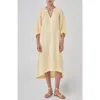 Ocean + Main Ocean+main Gauze Dress With Pockets In Pale Yellow