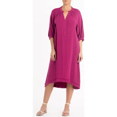 Ocean + Main Ocean+main Gauze Dress With Pockets In Purple