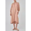 Ocean + Main Ocean+main Gauze Dress With Pockets In Brown