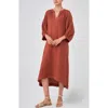 Ocean + Main Ocean+main Gauze Dress With Pockets In Brown