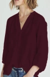 Ocean + Main Ocean+main Gauze Top In Burgundy