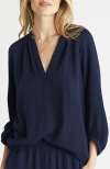 Ocean + Main Ocean+main Gauze Top In Blue