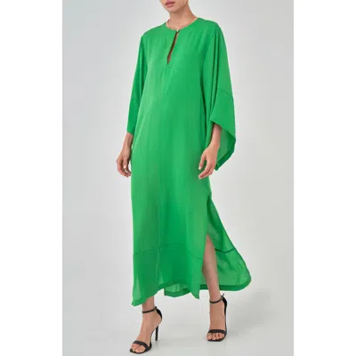 Ocean + Main Ocean+main Kimono Sleeve Silk Dress In Green
