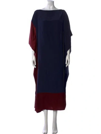 Pre-owned Ocean + Main Silk Long Dress In Blue