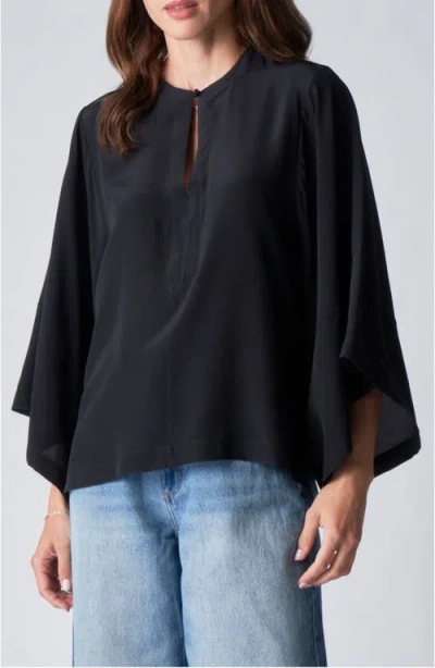 Ocean + Main Ocean+main Silk Wide Sleeve Top In Blue