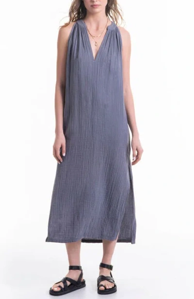 Ocean + Main Ocean+main Sleeveless Gauze Midi Dress With Pockets In Purple