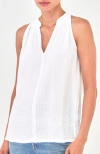 Ocean + Main Ocean+main Sleeveless Gauze Top In White