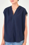 Ocean + Main Ocean+main Sleeveless Rouched Top In Blue