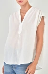 Ocean + Main Ocean+main Sleeveless Rouched Top In White