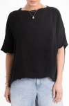 Ocean + Main Ocean+main Square Gauze Top In Black