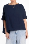 Ocean + Main Ocean+main Square Gauze Top In Blue