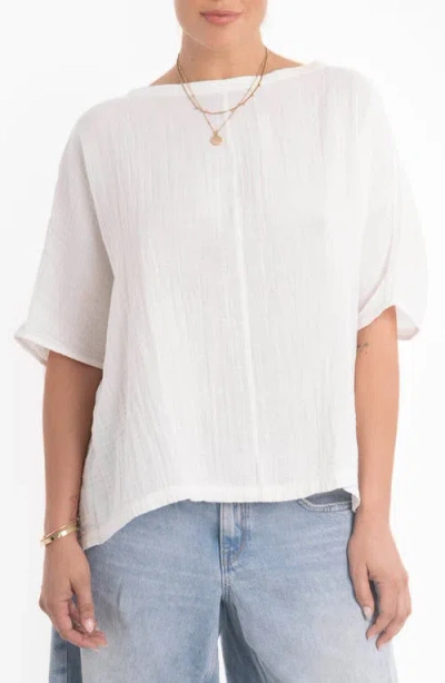 Ocean + Main Ocean+main Square Gauze Top In White