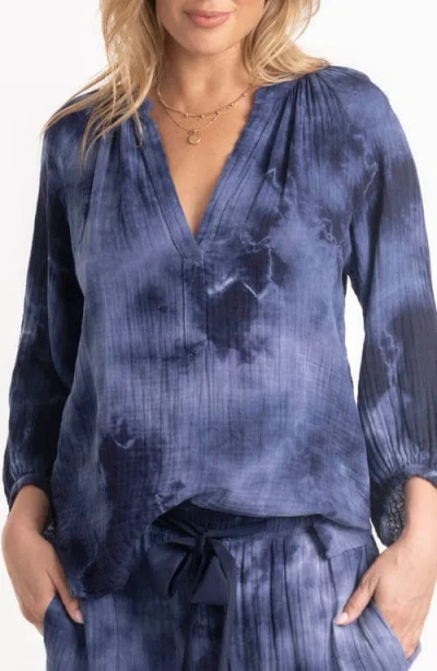 Ocean + Main Ocean+main Tie Dye Gauze Top In Blue