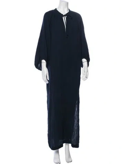 Pre-owned Ocean + Main Tie Neck Long Dress In Black