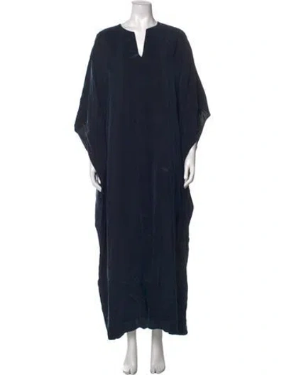 Pre-owned Ocean + Main V-neck Long Dress In Black