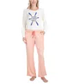 Ocean Pacific Women's 2-pc. Waves For Days Knit Pajamas Set In White Shell