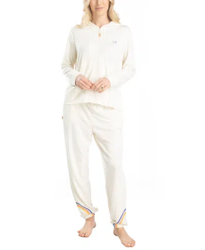 Ocean Pacific Women's Day Breakers Hoodie Pj Set In Off White