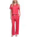 Ocean Pacific Women's Mild At Heart Printed Pajama Set In Red Hearts