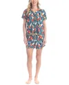 Ocean Pacific Women's Notched-collar Shortie Pajama Set In Blue