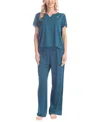 Ocean Pacific Women's Sea Flower Printed Pajama Set In Navy Dot