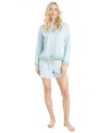 Ocean Pacific Women's Sunset Chaser Hoodie Short Set In Light Blue