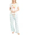 Ocean Pacific Women's Vibes T-shirt/voile Pant In Luv Bus