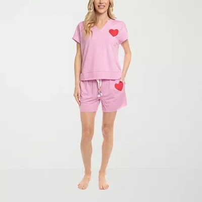 Ocean Pacific Womens Short Sleeve 2-pc. Pajama Set In Pink