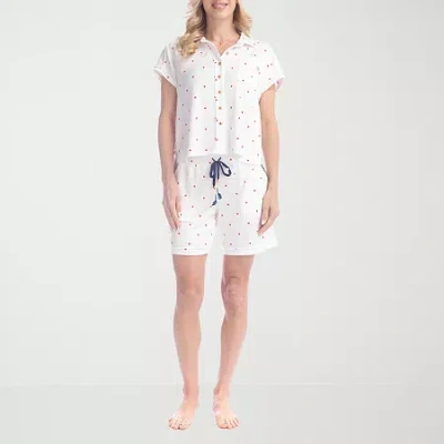 Ocean Pacific Womens Short Sleeve 2-pc. Pajama Set In White