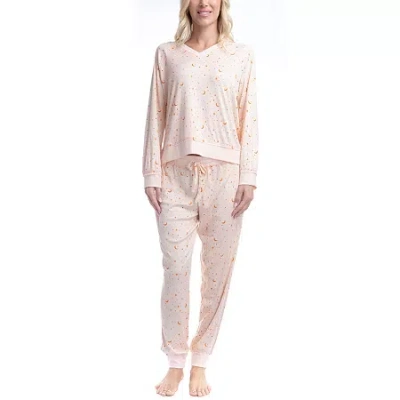 Ocean Pacific Womens V-neck Long Sleeve 2-pc. Pajama Set In Pink