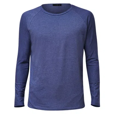 Ocean Rebel Men's Blue Long Sleeve Side-slit Comfort T-shirt