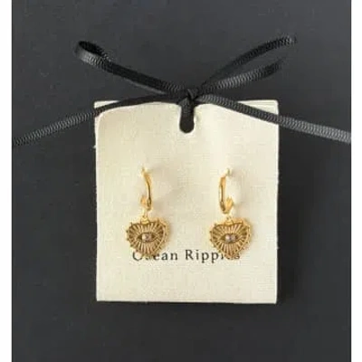 Ocean Ripples 18ct Gold Plated Evil Eye Drop Earrings