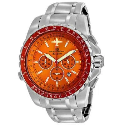 Pre-owned Oceanaut Aviador Pilot Watch Oc0115 Stainless Steel Orange Dial Quartz 50m